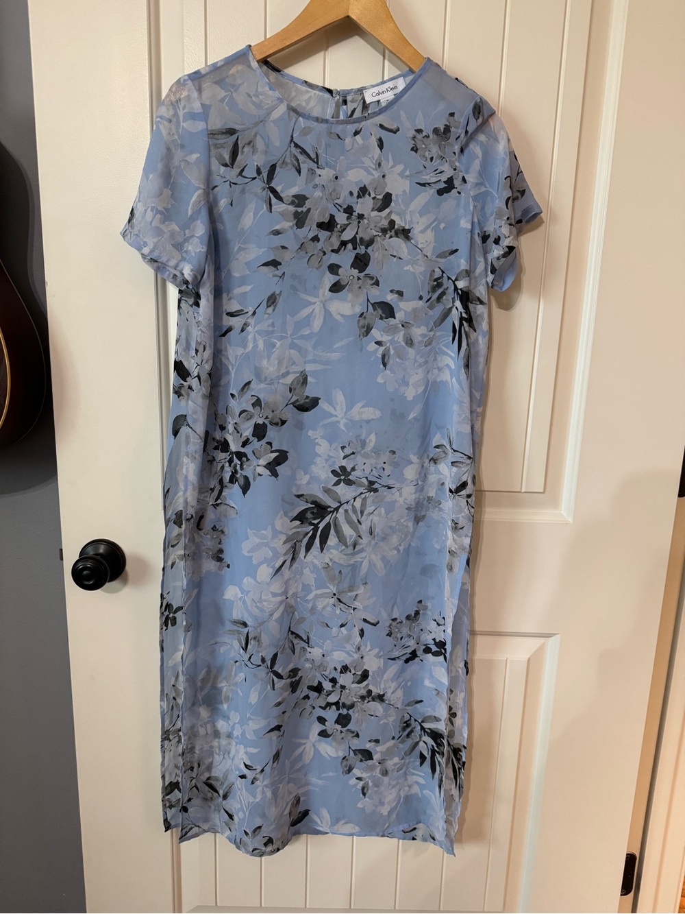 Calvin Klein Floral Sheer Side Slit Tunic Swim Cover Up Small